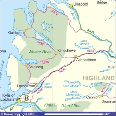 map of Wester Ross area